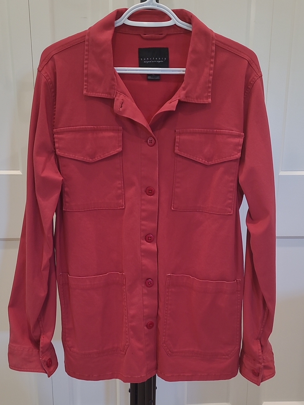 Sanctuary Coral-Red Utility Shirt Jacket